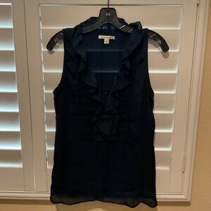 Sleeveless Ruggle Blouse in Navy